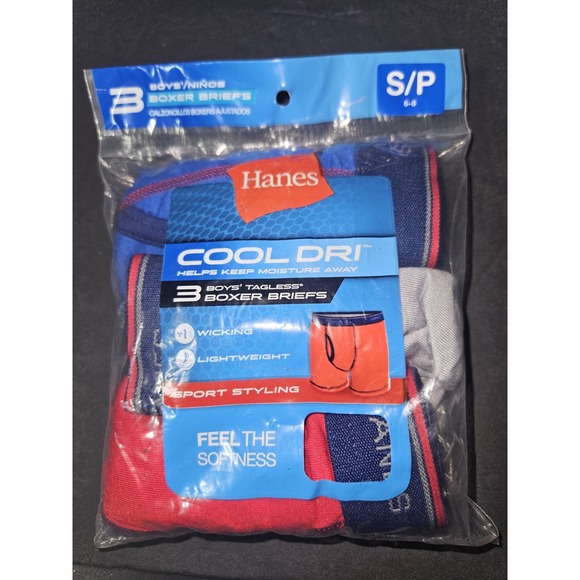 Hanes Other - Hanes Boys 3‎ Pair Size Small 6-8 Boxer Briefs New